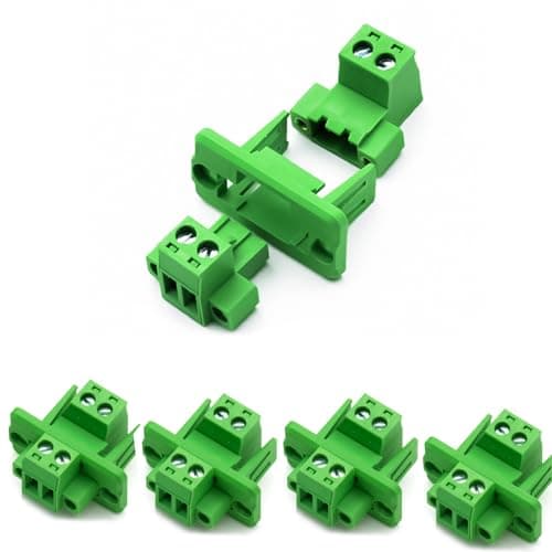 Image of 5 Set 2 Pin 5.08mm Pitch Screw Terminal Panel Mount, Through-Wall Phoenix Connectors-24-12 AWG,300V 15A