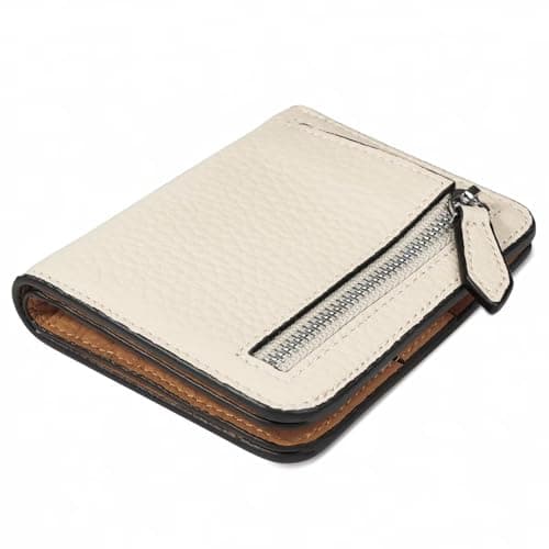 Image of GADIEMKENSD Small Wallet Bifold Credit Card Holder Genuine Leather Coin Purse RFID Blocking Mini Compact Pocket Wallet with Zipper Ultra Slim Minimalist Beige/Brown