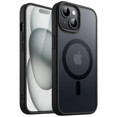 Image of JETech Magnetic Case for iPhone 15 6.1-Inch Compatible with MagSafe, Translucent Matte Back Slim Shockproof Phone Cover (Black)
