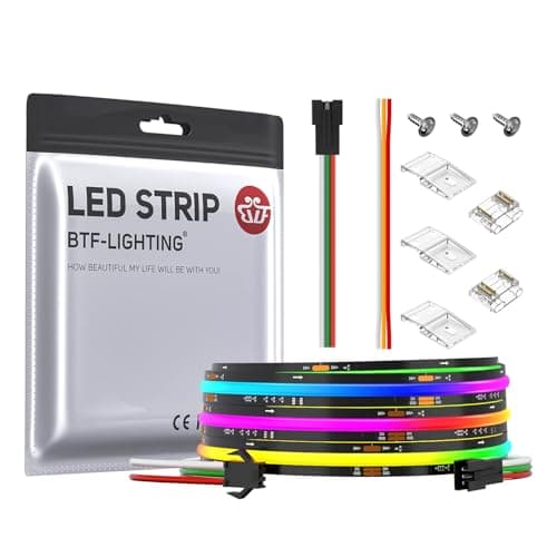 Image of BTF-LIGHTING FCOB SPI RGB Flexible High Density LED Strip COB WS2811 IC LED Strip 3M 630LEDs/m DC24V Black PCB IP30 Chasing Colour(Without Controller and Power Supply)