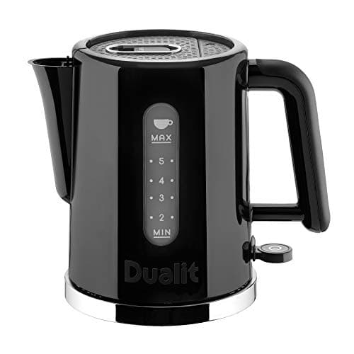 Image of Dualit Studio Kettle | 1.5L 2.4KW Jug Kettle in Black with Polished Trim | Dual Measuring Windows | Fast Boiling BPA Free | Patented Sure Pour Technology