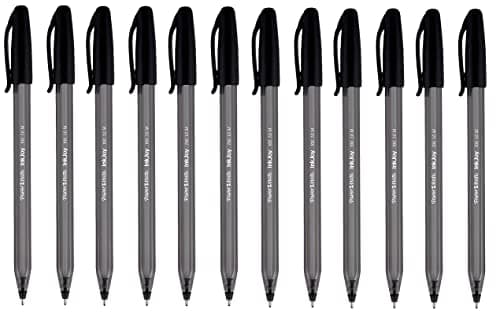 Image of Paper Mate Inkjoy 100 Ballpoint Stick Pen Medium Point Black 12 Pack