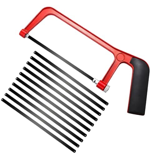Image of Mini Hacksaw Set with 10 Blades, Junior Hacksaw Adjustable Frame Small Hand Saw, Heavy Duty Metal Cutting Saw for PVC, Wood, Plastic, Compact Hack Tool for DIY, Home Repair & Workshop Use
