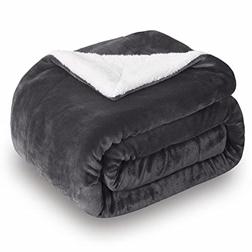 Image of SOCHOW Sherpa Fleece Throw Blanket, Double-Sided Super Soft Luxurious Plush Blanket 127cm×150cm, Dark Grey