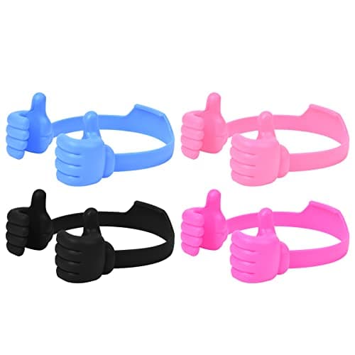 Image of Flintronic 4PCS Multi-angle Thumb Holder - Universal Soft Flexible Holder for Phones, Tablets (Black, Rose Red, Pink, Blue)