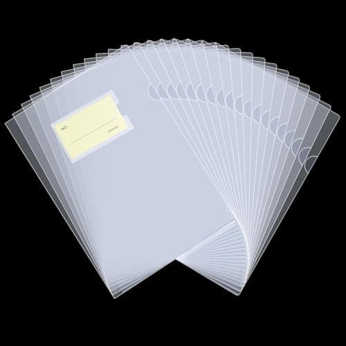Image of SOYIRI 40 Pack A4 Cut Flush Folders, 180 Micron Clear Plastic Folder with Pockets, Open Top & Side A4 Transparent Wallets