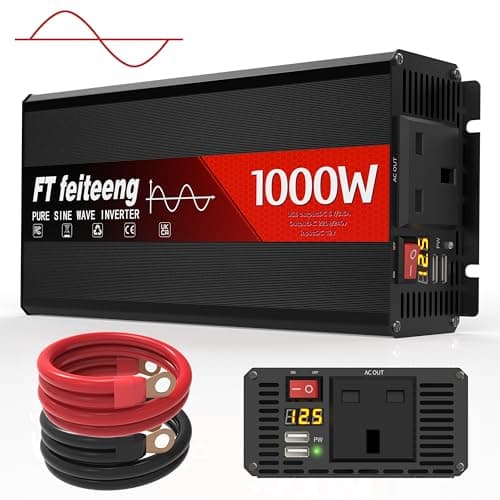 Image of 1000W 12V to 240V Pure Sine Wave Inverter,Power Inverter, Stable Output, Dual USB 3.1A Fast Charging, LED Display, 6 Protection Functions, Car Inverter for Camping Emergency
