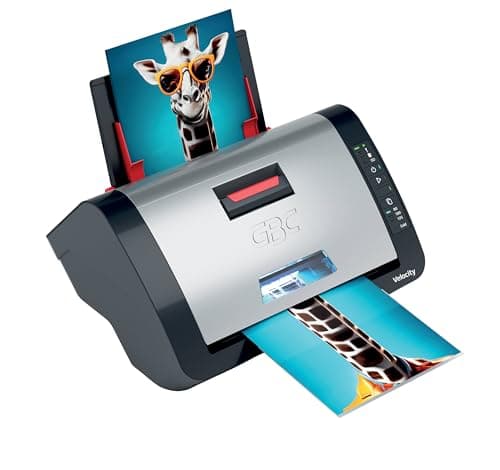 Image of GBC Velocity Automatic A4 Laminator - Desk-Friendly A4 Laminator Machine With Auto Align and Trim, Fast Warmup and Cycle, and Versatile Film Options- Includes 80-Micron Starter Roll-42.5 x 23.5 x 34cm