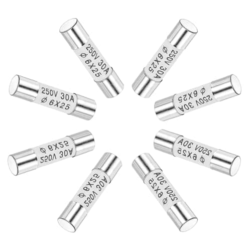 Image of sourcing map Ceramic Cartridge Fuses 30A 250V 6x25mm Ceramic Fuses Fast Blow Replacement for Amplifier Energy Saving Lamp Ballast 8pcs