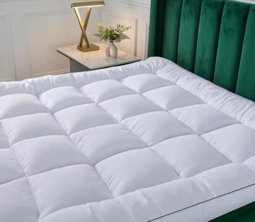 Image of Extra Thick Single Mattress Topper Heavy Filling (2Inch/5 cm) Quilted Soft Supportive Fluffy, Breathable, Box Stitched Mattress Pad Strong Corner Elastic Straps Machine Washable (Single)