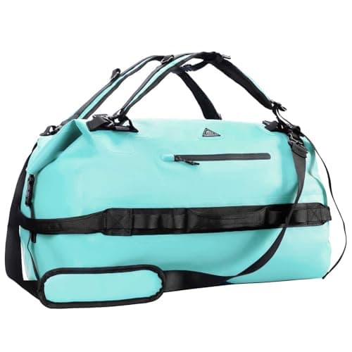 Image of Haimont Waterproof Dry Bag 60L Roll-Top Duffle Backpack with Adjustable Style Straps for Canoeing, Fishing, Rafting, Swimming, Boating, Ocean Green