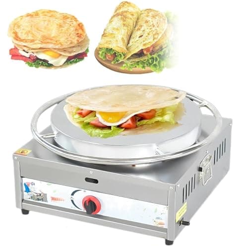 Image of Crepe Maker Machine, Nonstick Electric Griddle for Pancakes, Includes Wooden Spatula and Batter Spreader, 45cm Diameter, Non-stick Surface for Gas LPG
