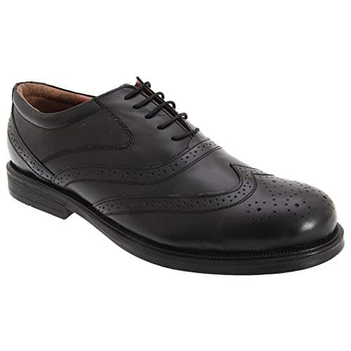 Image of STEWART Mens Leather Brogue Shoes Black