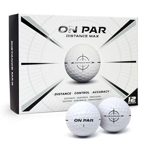 Image of On Par Distance Max Golf Balls - 12 Pack for Enhanced Distance, Control & Accuracy, Ideal Golf Gift for All Swing Speeds with Bold Target Graphic, Premium Golf Accessories, White
