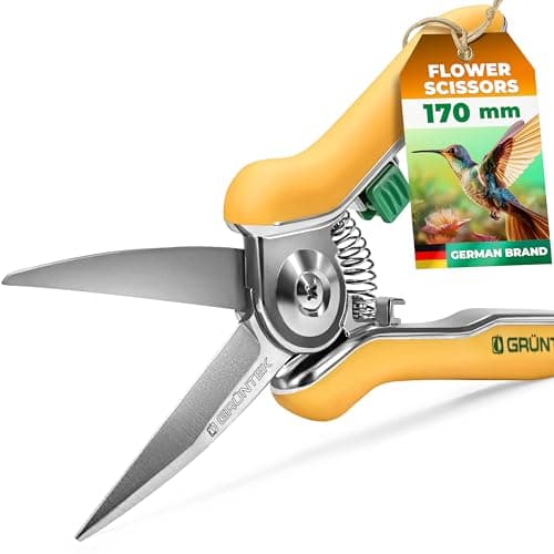 Image of GRÜNTEK Colibri Flower Snips – 170 mm Bypass Pruner with Stainless Steel Blade | Soft-Touch Handle | Garden Trimmer Scissors for Plants & Flowers