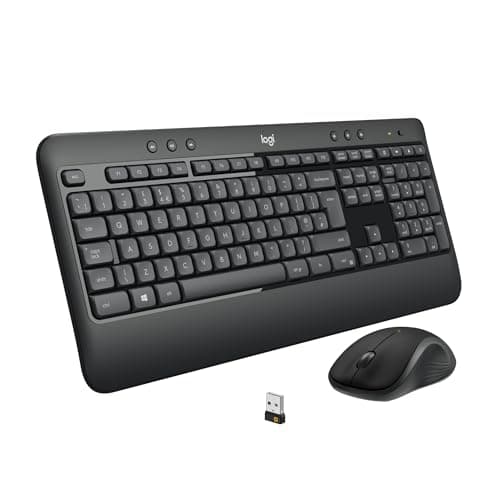 Image of Logitech MK540 Advanced Wireless Keyboard and Mouse Combo for Windows, 2.4 GHz Unifying USB-Receiver, Multimedia Hotkeys, 3 Year Battery Life, for PC, Laptop, QWERTY UK English Layout, Black