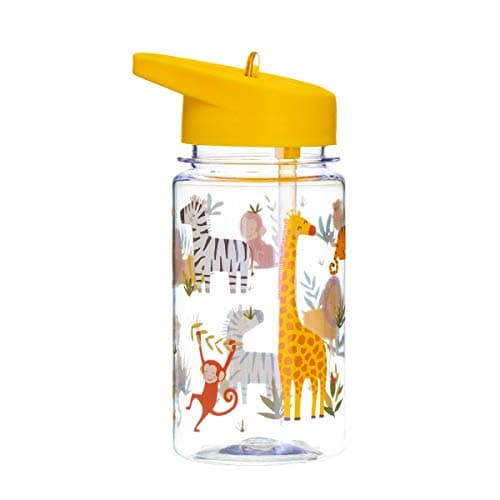 Image of Sass & Belle Drink Up Savannah Safari Water Bottle - 400ml BPA-Free Kids Bottle with Straw – Reusable, Leakproof with Jungle Animal Print – Ideal for School, Travel, Sports & Outdoor Fun