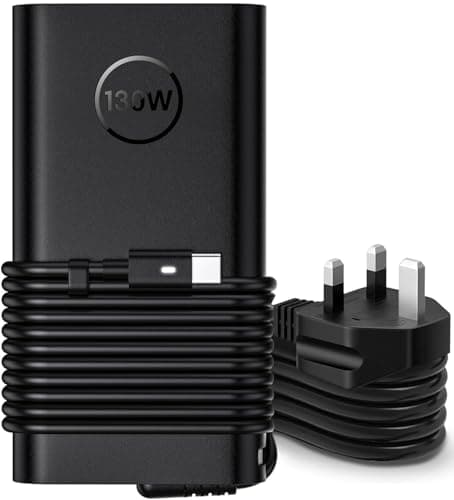 Image of 130W Dell USB C Laptop Charger, CE Listed 130W USB C Charger for Dell XPS 15 16 17, Precision, Latitude, Inspiron, Vostro, P/N: T4V18 0K00F5 K00F5 M0H25 M0H25 7MP1P 450-AHOM DA130PM170 HA130PM170