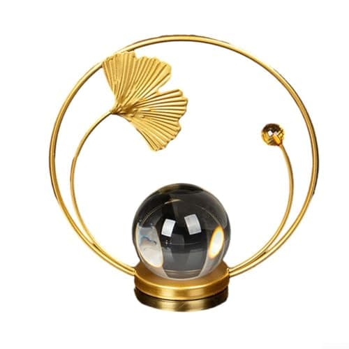Image of Crystal Ball Leaf Ornament,Crystal Ball Ornament - Gold - 13.5x13.5cm - Iron And Glass For Living Room Bedroom Crafts Decor(#1)