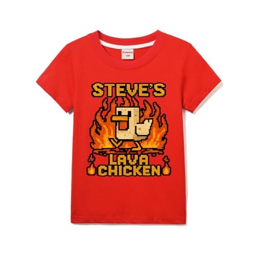 Image of Lava Chicken Girls Boys T-Shirts Kids Cotton Tee for 3-13 Years (Red,7 Years)