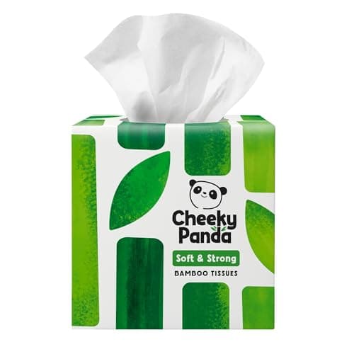 Image of The Cheeky Panda Bamboo Facial Tissues Cube Box | Soft, Strong and Sustainable Tissues | Perfect Table Size Tissue Box | 56 Tissues