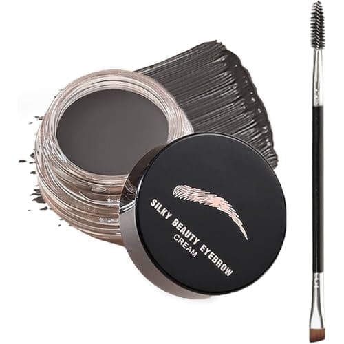 Image of Waterproof Eyebrow Pomade with Brush – Long-Lasting Brow Cream Gel for Eyebrow Shaping, Smudge-Proof & Sweatproof Eyebrow Makeup, Natural Brow Filler for All-Day Wear(Black)