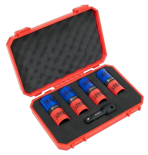 Image of Sealey 5pc 1/2" Sq Drive Alloy Wheel Double Ended Impact Socket Set 18.5 x 19.5, 19 x 21, 21 x 21.5, 22 x 22.5mm - SX1820S