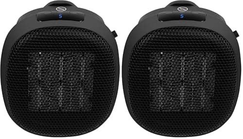 Image of Russell Hobbs RHPH7001 700W Compact Portable Black Ceramic Plug in Fan Heater in Black with 2 Heat Settings & Overheat Protection, 10m2 Room Size, 2 Year Guarantee (Pack of 2)