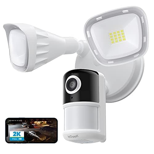 Image of ieGeek Floodlight Camera, 2K Outdoor Security Light with Camera, 2.4G WiFi Wired Flood Light w/Motion Sensor, 2600-lumen Lights, Color Night Vision, 24/7 Recording, Cloud&Local Storage, Works w/Alexa