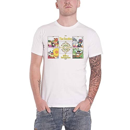 Image of The Beatles Unisex T-Shirt: Yellow Submarine SGT Pepper Band X-Large/White