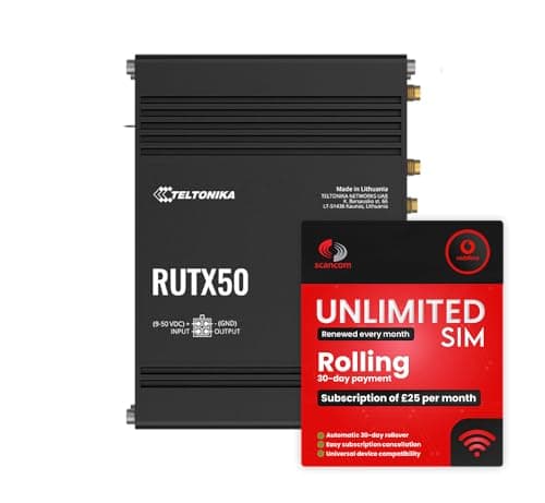Image of Teltonika RUTX50 Dual Network 5G Mobile Router + Vodafone Rolling 30-Day Plan – £25/Month, QR-Code Activation