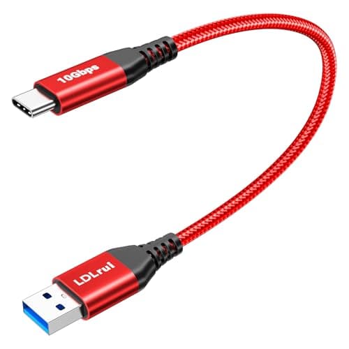 Image of LDLrui USB 3.1 Gen 2 to USB C Cable, USB A to USB C 10Gbps Data Sync & 3A Type C Charger Fast Charging Cord for Samsung Galaxy S24/S21, iPhone 15/15 Pro, GoPro, Power Bank Red, 1FT, 1Pack