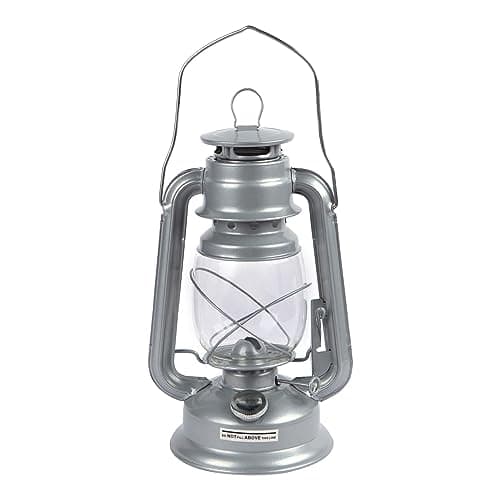 Image of Redwood - Metal Paraffin Hurricane Lantern - 30cm - Silver