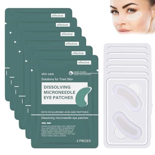 Image of Pack of 6 Dissolving Microneedle Eye Patches, Nano Microneedle Eye Patch,Hydrating Gel Eyes Mask with Hyaluronic Acid, Eye Masks for Dark Circles,Puffy Eyes&Fine Lines,Eye Masks Skincare