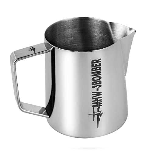 Image of MHW-3BOMBER Milk Jug 600ml, Stainless Steel Milk Jug for Coffee Machine, Home Barista Coffee Accessories, Cappuccino Latte Art Cup, Milk Frothing Pitcher, Glossy, Model: P5003S-OS