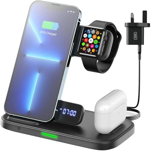 Image of INIU 3 in 1 Wireless Charging Station, 15W Qi Multi Charger Dock for Apple Devices, Bedside Phone and Watch Charger Stand for iPhone 16 15 14 13 12, Apple Watch 9 8 7 6 SE and Airpods 4 3 2 Pro etc.