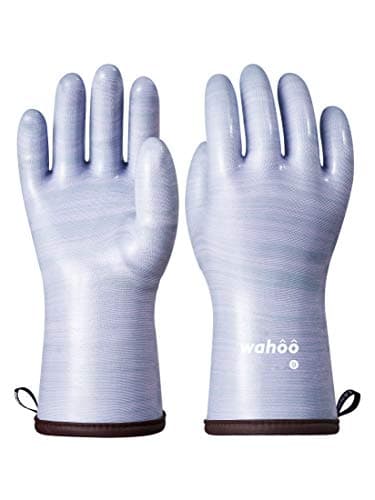 Image of Wahoo Liquid Silicone Oven Gloves, Food-Contact Grade, Heat Resistant Gloves for Cooking, Grilling, Baking, Purple, L/9