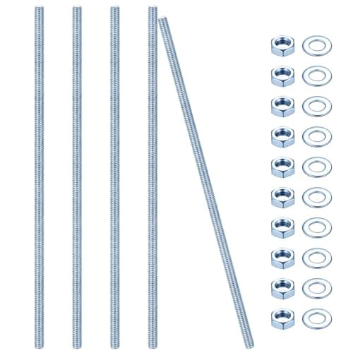Image of M10 Fully Threaded Rods & Studs, Threaded Bars, Blue Zinc Threads Rods for Anchor Bolts Screws, with Nuts and Washers (5, Blue Zinc, M10 x 300mm)