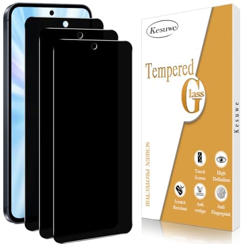 Image of Kesuwe [3 Pack] Privacy Screen Protector for Samsung Galaxy A55 5G, Anti Spy Tempered Glass Film, Anti Scratch, 9H Hardness, Bubble Free, Case Friendly, Easy Installation