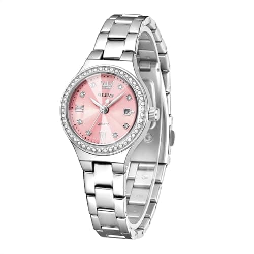 Image of OLEVS Womens Watch Diamond Fashion Dress Analog Quartz Ladies Watch Stainless Steel Waterproof Luminous Two Tone Wrist Watches for Women