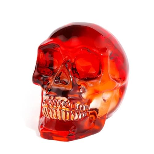 Image of Ornalrist K9 Crystal Orange Red Skull Figurines Halloween, Day of The Dead, Skull Lover Gifts, Witchy Statue Gift Boxed 2.8‘’