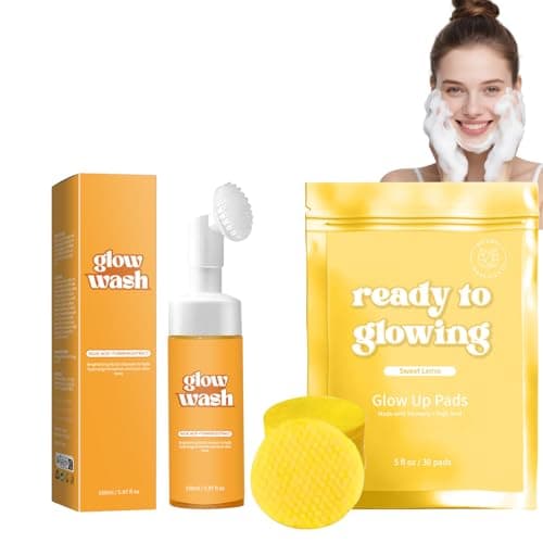 Image of Turmeric Kojic Acid &30 glow up pads with Turmeric Kojic Acid Foaming Facial Cleanser,Dark Spot Remover for Even Skin Tone,Exfoliating Mousse Foam Cleanser,Gentle Hydrating Facial Cleanser,150ML