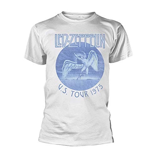 Image of Led Zeppelin Tour 75 Blue Wash Official Tee T-Shirt Mens Unisex (Small)