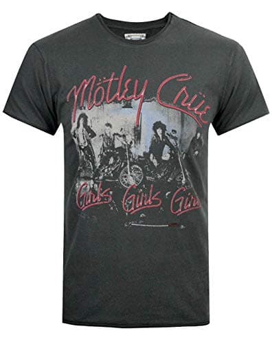 Image of Motley Crue Mens T-Shirt | Charcoal Girls Girls Girls Print Band Tee | Amplified Clothing Top Medium