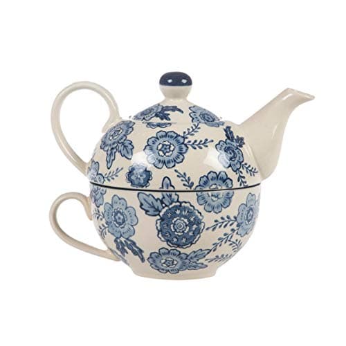 Image of Sass & Belle Blue Willow Floral Tea for One - Ceramic Teapot Set with Mug Classic Pattern Afternoon Tea Set, Decorative Home Decor Accessory Designed by Sass and Belle