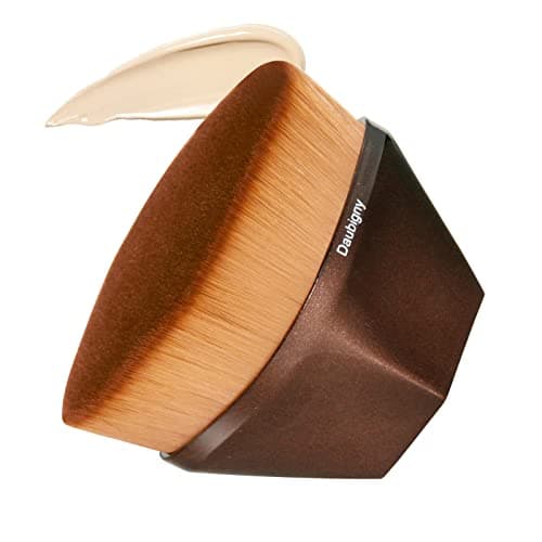 Image of Foundation Makeup Brush Flat Top Kabuki Hexagon Face Blush Liquid Powder Foundation Brush for Blending Liquid, Cream or Flawless Powder Cosmetics with Bonus Protective Case (Champagne)