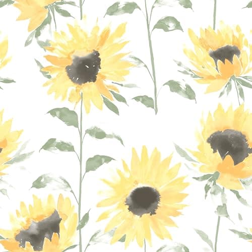 Image of Catherine Lansfield Painted Sunflowers Wallpaper Yellow