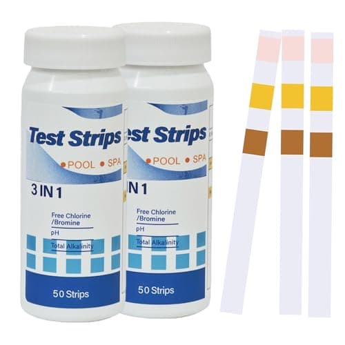 Image of 3-in-1 Hot Tub Test Strips,100 Pcs Pool Test Strips for PH,Chlorine & Clearwater,Pool Water Hardness Testing Kit,Clear Water Dip Tester Strip for Lazy Spa,Bromine,Total Alkalinity & Cyanuric Acid