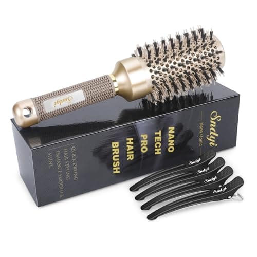 Image of Sndyi Round Hair Brush, Nano Thermal Ceramic & Ionic Tech Hair Brush, Blow Dry Hair brush with Boar Bristles, Medium Round Brush for Blow Drying, Styling, Curling and Straightening, 43mm