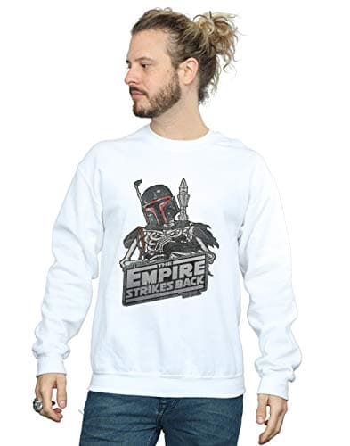 Image of Absolute Cult Star Wars Men's Boba Fett Skeleton Sweatshirt White X-Large